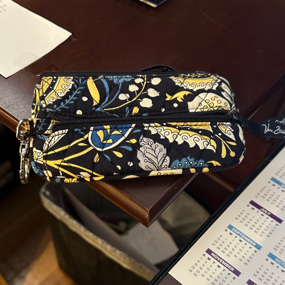 Vera Bradley Black and Yellow Floral Wristlet